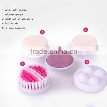 YF-029 5 in 1 Multi-Function Portable Facial Skin Care Electric Massager/Scrubber With Facial Latex Brush Cosmetic Sponge photo-5