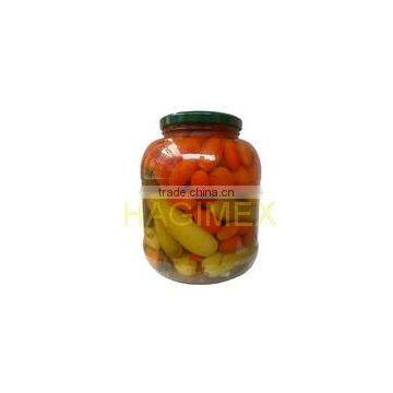 Tomatoes & cucumbers assortment in glass jar 1500ml for export by HAGIMEX