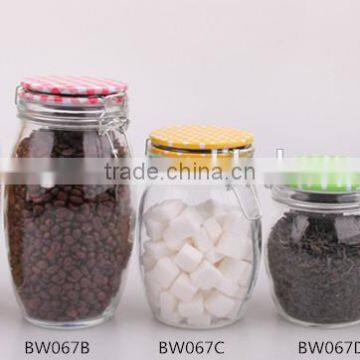 airtight glass storage jar with color metal lid
