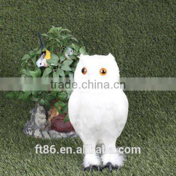 decoration owl plush toy with bright eyes white feather owl