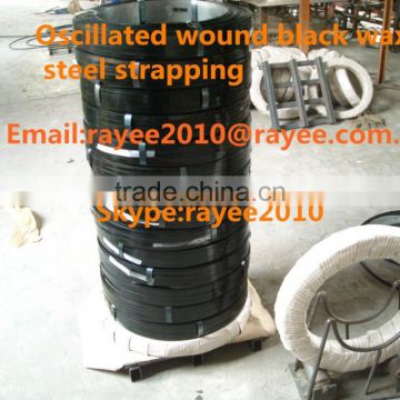 Oscillated wound black waxed steel strapping