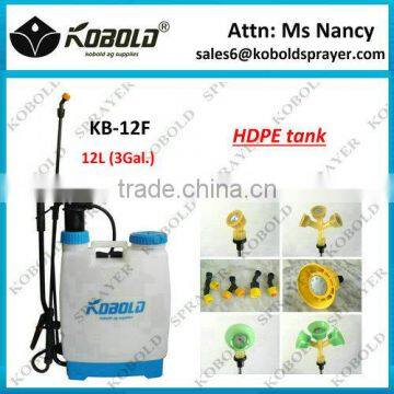 (KB-12F) HDPE 12L/3gal. top quality plastic knapsack sprayer
