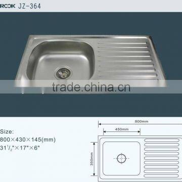 Single bowl single tray 80*43 stainless steel sink