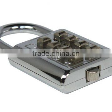 Silver 4-Digit Push Button Combination Password Lock Padlock New Fashion Gift