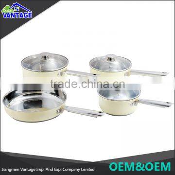Wholesale High Quality 7pcs Mirror Polish Non-stick Stainless Steel Cookware With Glass Lid photo-3