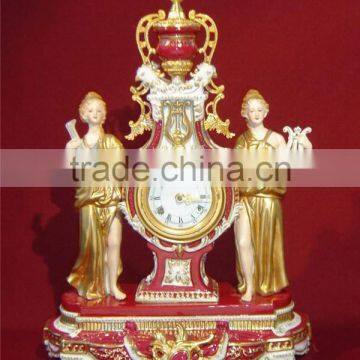 Romanian Architectural Style Embedded Ceramic Table Clock, Ornate Gilt Ceramic Table Standing Clock photo-6