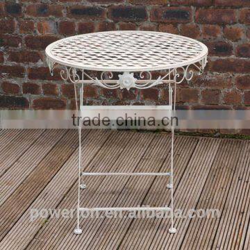Wrought Iron Patio Table Antique Cream Great Garden Furniture photo-5