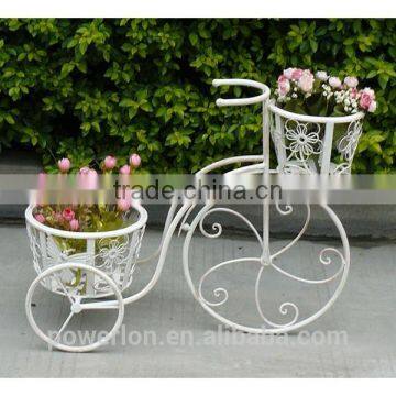 POWERLON Anti White Metal Bicycle Flower Plant Stand 2 Pots Vintage Style