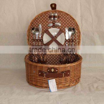 Handmade Luxury Round Wicker Picnic Basket With Handle Wholesale