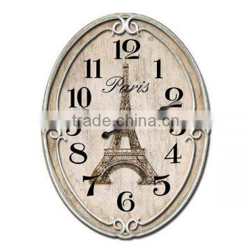 Oval Shape Wooden Wall Clock MDF Wall Clock Vintage Wall Clock Wholesale