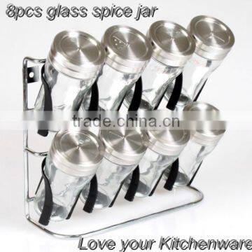 8pcs glass spice jars for kitchen