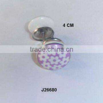 Purple with white flower Hand painted ceramic Knob available in other colour and patterns