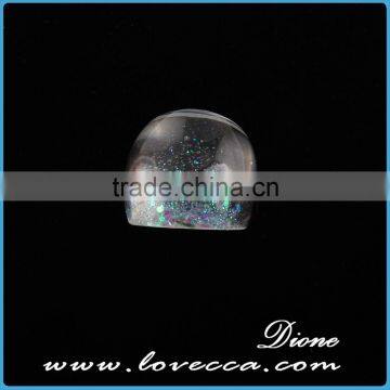 Colorful Clear Glass Resin Band Real Dried Flower Finger Ring photo-4