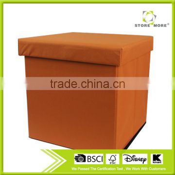 Orange Non Woven Fabric Storage Ottoman/Foot Stool