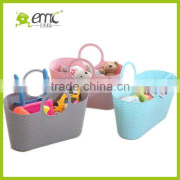Eco-friendly Soft PE Laundry Basket Handle Plastic Sundries Storage Basket photo-3
