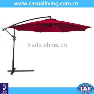 Outdoor 10 Feet Aluminum Offset Patio Hanging Umbrella with Crank, 8 Steel Ribs(Red)