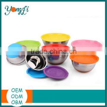 China Cookware Set Non-Slip Silicone Stainless Steel Serving Bowl with Lid