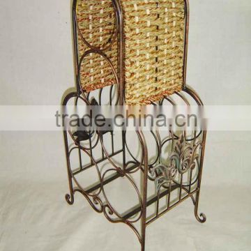 metal rattan wine bottle rack