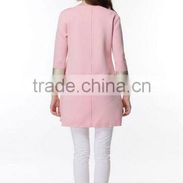 New Women Single-breasted Pink Lady Straight Fashion Coat Design Long Trench photo-2