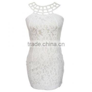 New Women Summer Sexy Sleeveless Party Cocktail Lace Evening Bodycon Mini Dress photo-2
