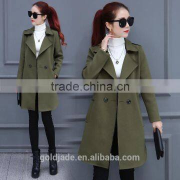 2016 Winter Trench Coat Lapel Long Sleeve Ladies Casual Long Outerwear Coats for Wholesale photo-4