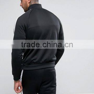 Wholesale Best Price High Quality New Design Durable Raglan Sleeves 100% Polyester Jersey Black Casual Men Jacket photo-2