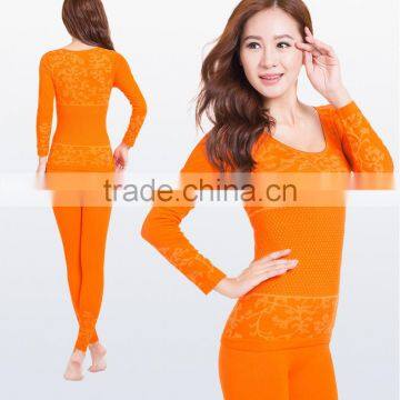 Custom 2014 New Winter Women's Modal Slim Sheath Long Johns Ladies Seamless Thermal Underwear O-neck Low Collar Top+pant Shapewe photo-4