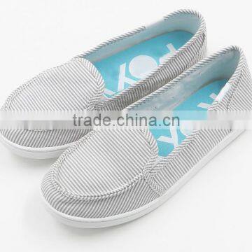 Brand Canvas Shoe White Stripe Lady Loafer Shoes China Factory Stock Cheap Selling photo-5