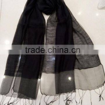 2017 Fashion New Arrival Lady Jacquard Plain Solid Color 2layers Silk Mixed Viscose Scarf Shawl photo-4
