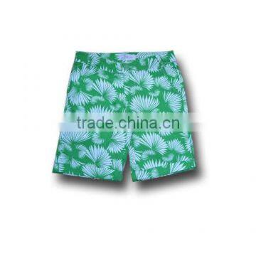 fashion kids green flower print bermuda shorts