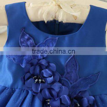 2017 Indian and Pakistan Girls Without Dress Toddler Blue Flower Girls Performance Dresses Turkish Shell Sequins Party Dresses photo-3