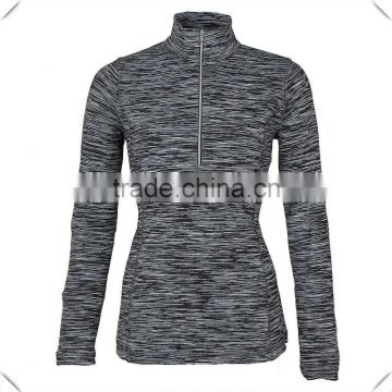 lightweight performance Space Dye half Zip T Neck fitness pullover custom for Women's sports and gym