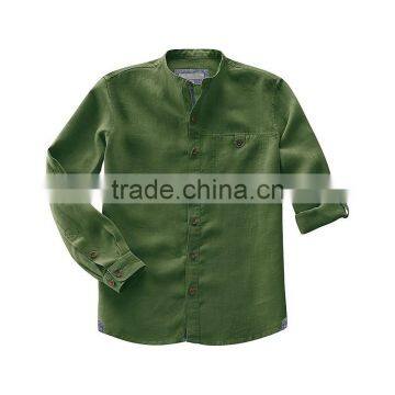 Mens Mandarin Collor Linen Cotton Blend Shirt photo-4