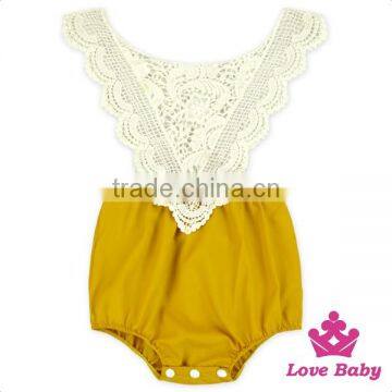 HYB143 Lovebaby Wholesale Hot Summer Lace & Cotton Rompers Pierced Pattern Girls Rompers Baby Summer Romper photo-5