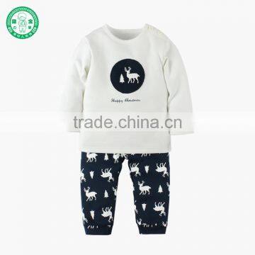 2017 new design long sleeve 2 pieces matching baby clothing set wholesale children clothes