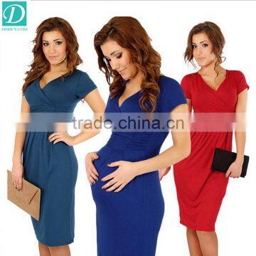 summer maternity dress V neck women casual skirt with plus size