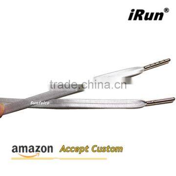 Luxury Flat Gray Leather Sneaker Shoelaces Metal Tips Faux Sheepskin Leather Grey Shoelace for Ultra Boost - 8 Colors photo-2