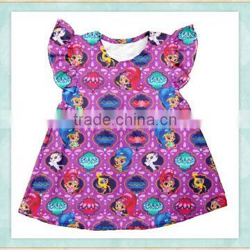 wholesale children clothing children's Cartoon princess pattern small fly sleeve dress