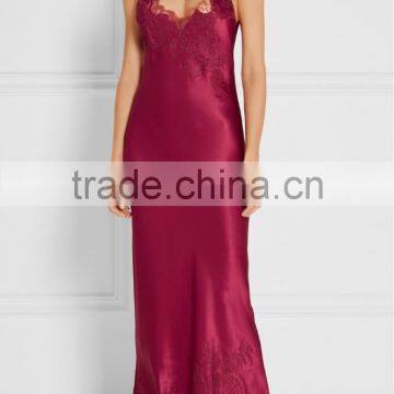 Wholesale Fashionable and Cozy Women Sexy Spaghetti Satin Night Sleepwear With Lace Around Hem photo-2