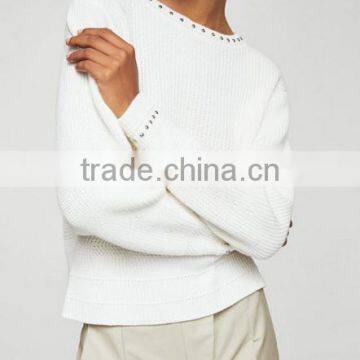 Women's Latest Design Round Collar Long Sleeve Cashmere Sweater With Wholelsale Price photo-2