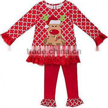 Conice christmas reindeer embroidery children custom festival clothes