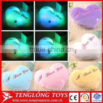 CE Approval Valentine's Day Colorful Led Decorative Heart Shaped Pillow For Girlfriend