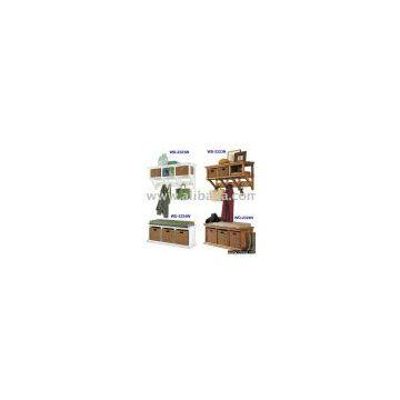 WOODEN BENCH & WALL SHELF