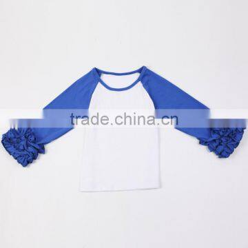 Manufactory Wholesale Fall Winter Tops Girls Icing Ruffled Kids Shirt Raglan Shirt With Ruffle Long Sleeve