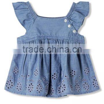 Latest design girls top sleeveless baby girls top design embroidered kids wear