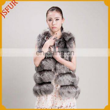 High quality fur best dark grey multilayer fox vest