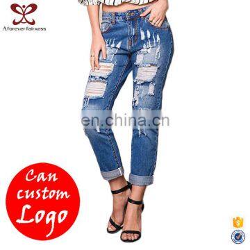 A Forever Fairness Blue Ripped Damaged Women Jeans Pants