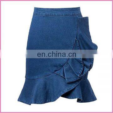 Sexy Cross Pleated Back Zipper Short Jeans Skirt Hot Girl Cute and Sexy Skirt