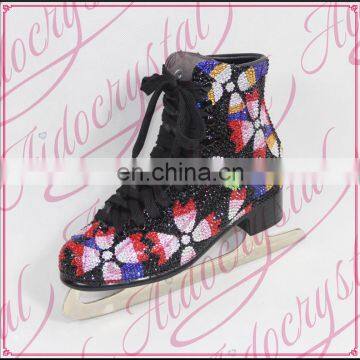 Aidocrystal excellent beautiful floral design high quality special ice skating shoes for women