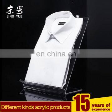 Factory custom L shape clear pmma t shirt display stand acrylic t shirt holder